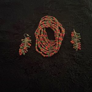 Beaded Bracelet with matching Earrings